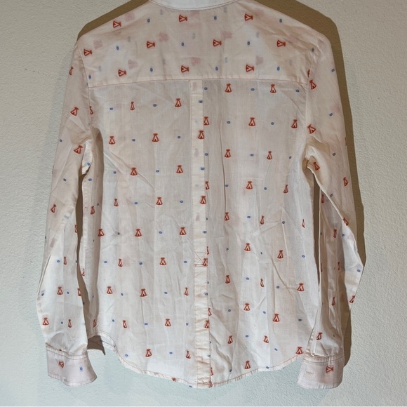 Maeve Anthropologie Miette Tee Pee Print Button Down Shirt Women's Size 4 - Picture 11 of 12